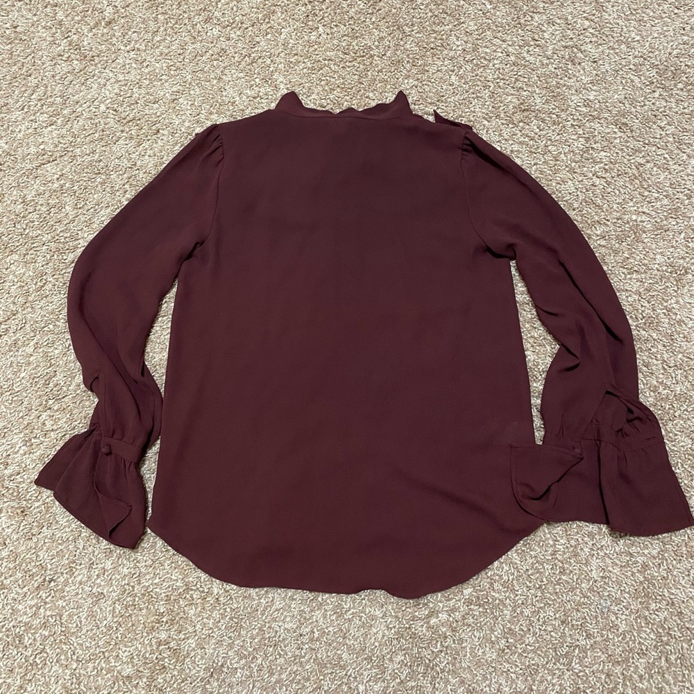 Ann Taylor Petite Tie Neck Ruffle Blouse - Picture 5 of 5